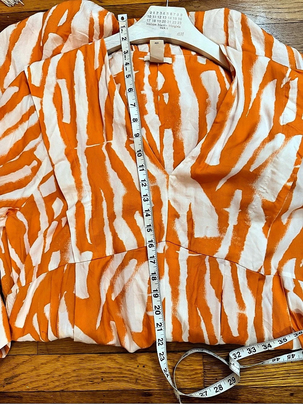 H&M Orange Cream Abstract Print Flowy Maxi Dress Size L - Picture 15 of 16